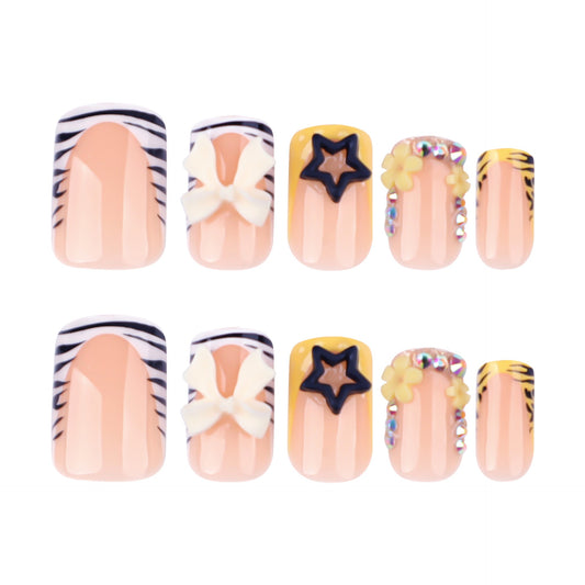 Short square 3D French tips